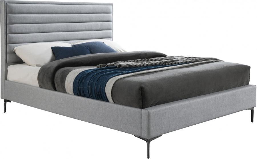 Meridian Furniture - Hunter Queen Linen Bed In Grey - Huntergrey-Q - ATL FURNITURE
