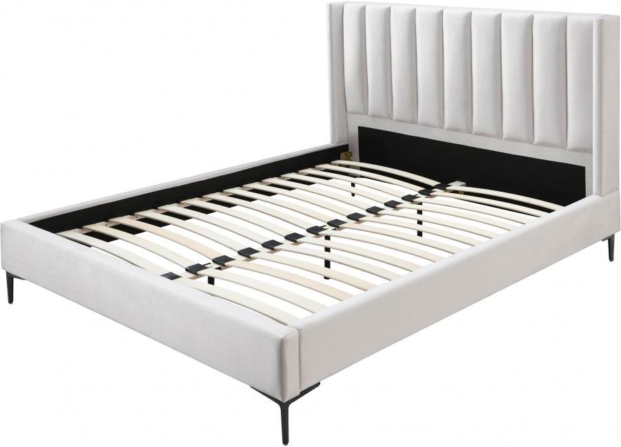 Nadia Velvet King Bed In Cream - Nadiacream-K - ATL FURNITURE