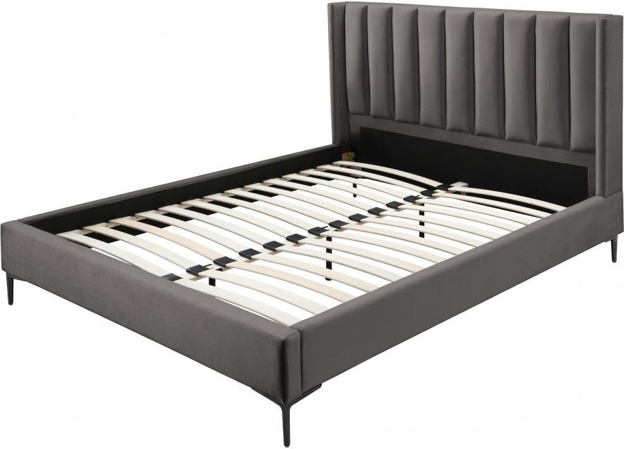 Nadia Velvet King Bed In Grey - Nadiagrey-K - ATL FURNITURE