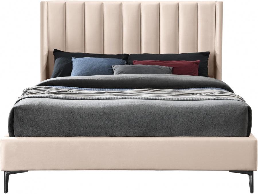 Meridian Furniture - Nadia Velvet Queen Bed In Pink - Nadiapink-Q - ATL FURNITURE
