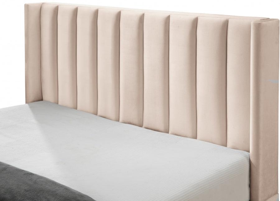 Meridian Furniture - Nadia Velvet Queen Bed In Pink - Nadiapink-Q - ATL FURNITURE