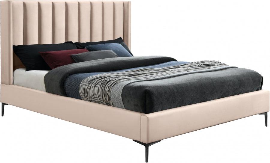 Meridian Furniture - Nadia Velvet Queen Bed In Pink - Nadiapink-Q - ATL FURNITURE