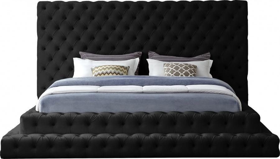 Revel Velvet King Bed In Black - ATL FURNITURE