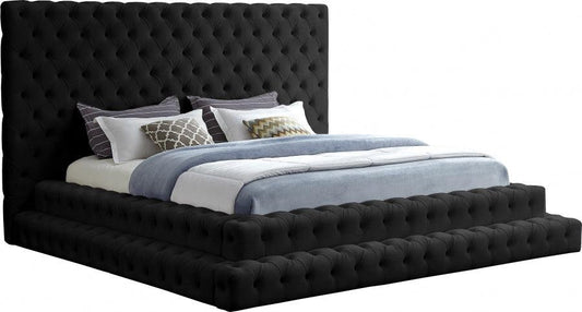 Revel Velvet King Bed In Black - ATL FURNITURE