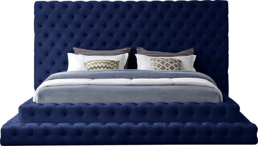 Revel Velvet King Bed In Navy - ATL FURNITURE