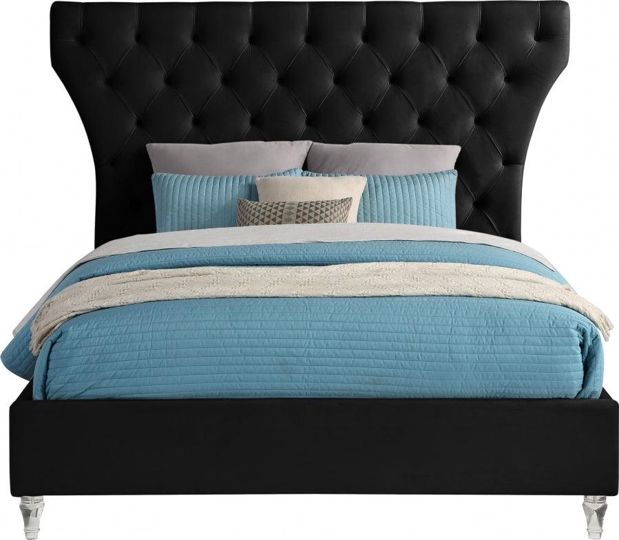 Kira Velvet King Bed In Black - Kirablack-K - ATL FURNITURE