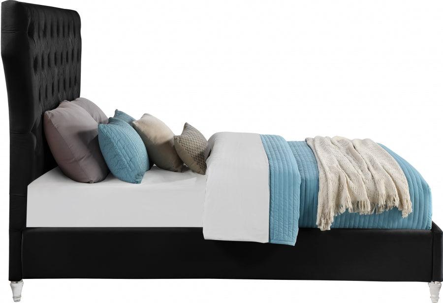 Kira Velvet Queen Bed In Black - Kirablack-Q - ATL FURNITURE