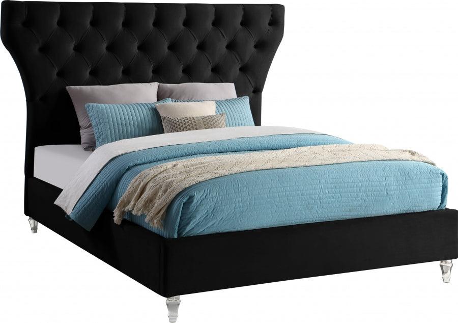 Kira Velvet King Bed In Black - Kirablack-K - ATL FURNITURE