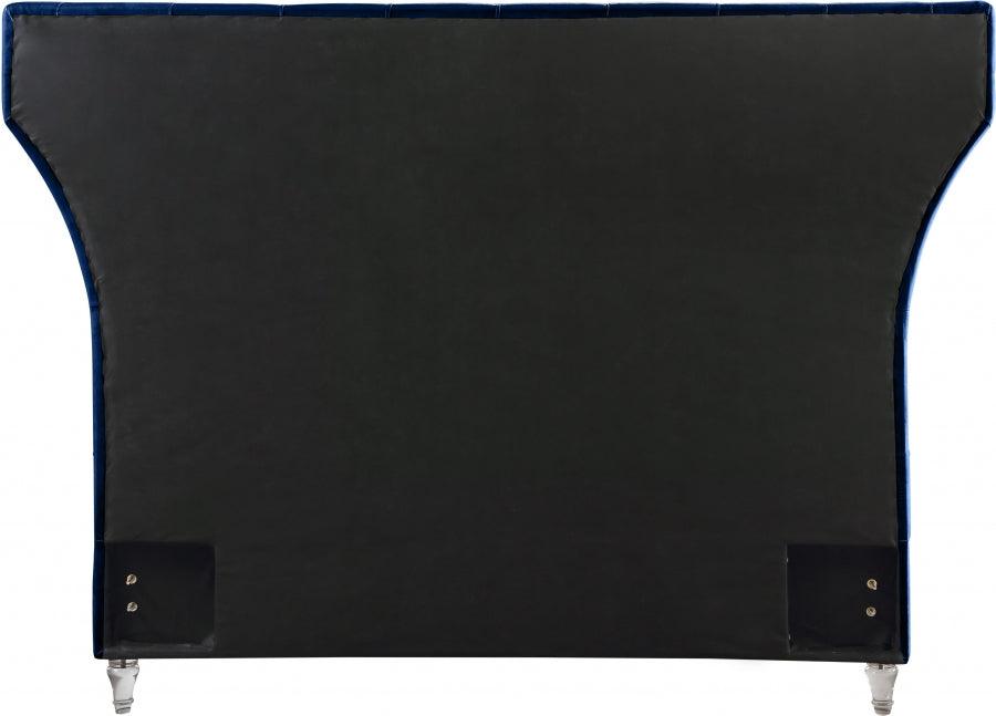 Kira Velvet Queen Bed In Navy - Kiranavy-Q - ATL FURNITURE