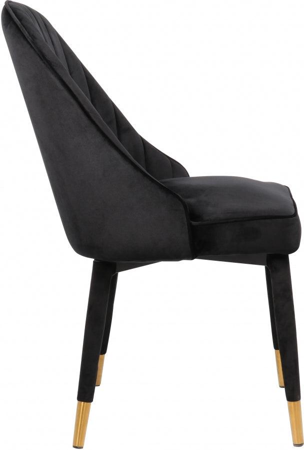 Belle Velvet Dining Chair Set Of 2 In Black - 811Black-C - ATL FURNITURE