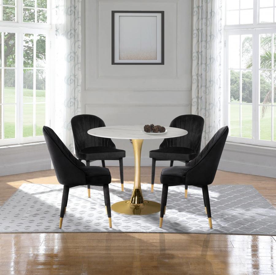 Belle Velvet Dining Chair Set Of 2 In Black - 811Black-C - ATL FURNITURE