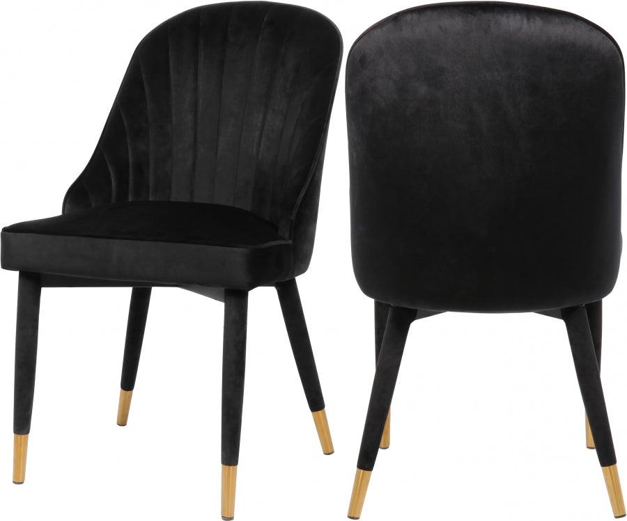 Belle Velvet Dining Chair Set Of 2 In Black - 811Black-C - ATL FURNITURE