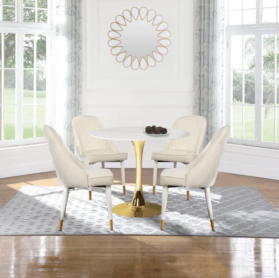 Belle Velvet Dining Chair Set Of 2 In Cream - 811Cream-C - ATL FURNITURE