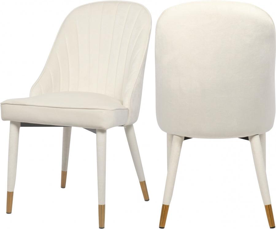 Belle Velvet Dining Chair Set Of 2 In Cream - 811Cream-C - ATL FURNITURE