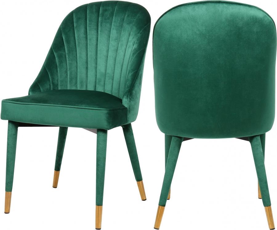 Belle Velvet Dining Chair Set Of 2 In Green - 811Green-C - ATL FURNITURE