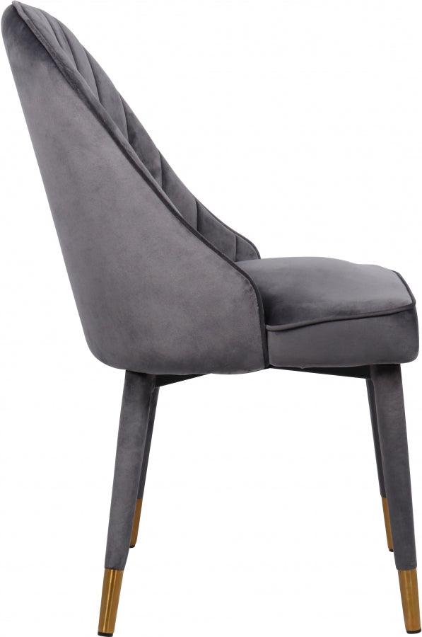 Belle Velvet Dining Chair Set Of 2 In Grey - 811Grey-C - ATL FURNITURE