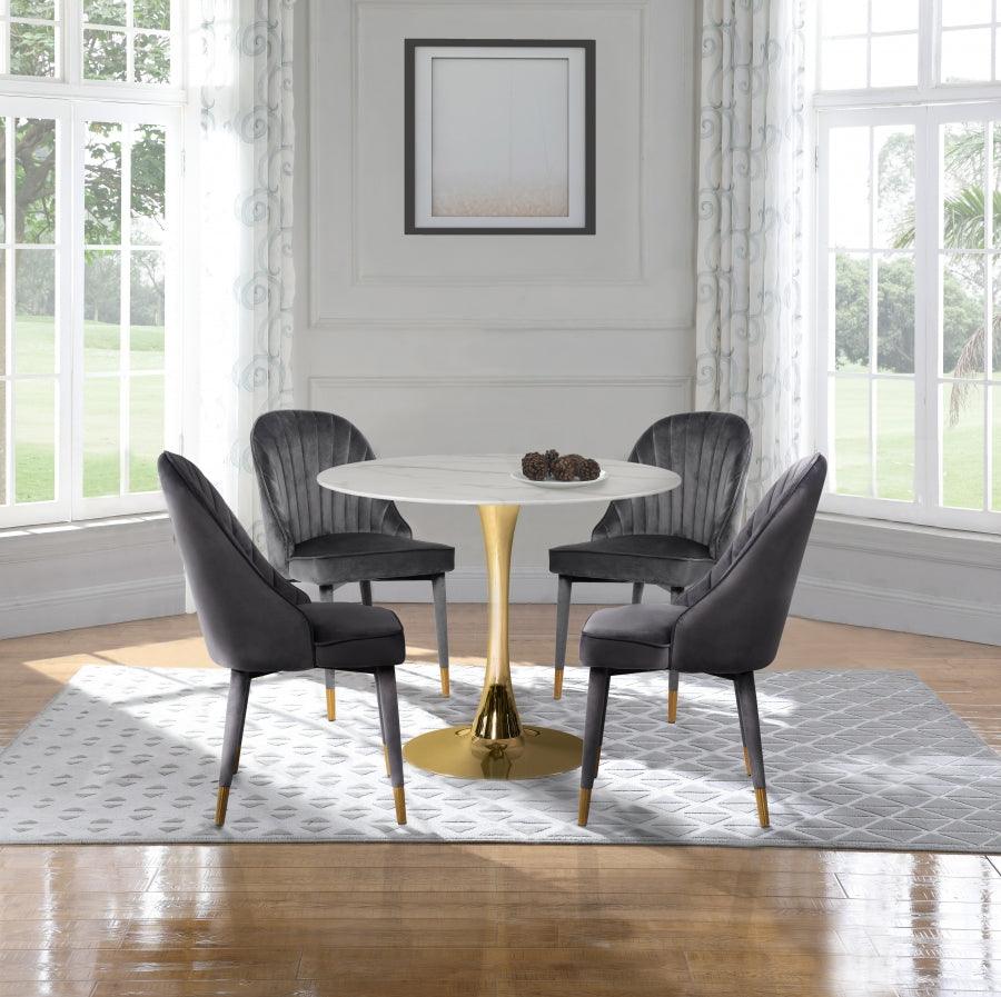 Belle Velvet Dining Chair Set Of 2 In Grey - 811Grey-C - ATL FURNITURE