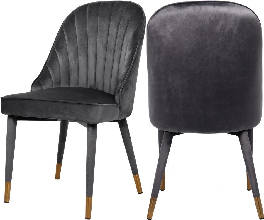 Belle Velvet Dining Chair Set Of 2 In Grey - 811Grey-C - ATL FURNITURE