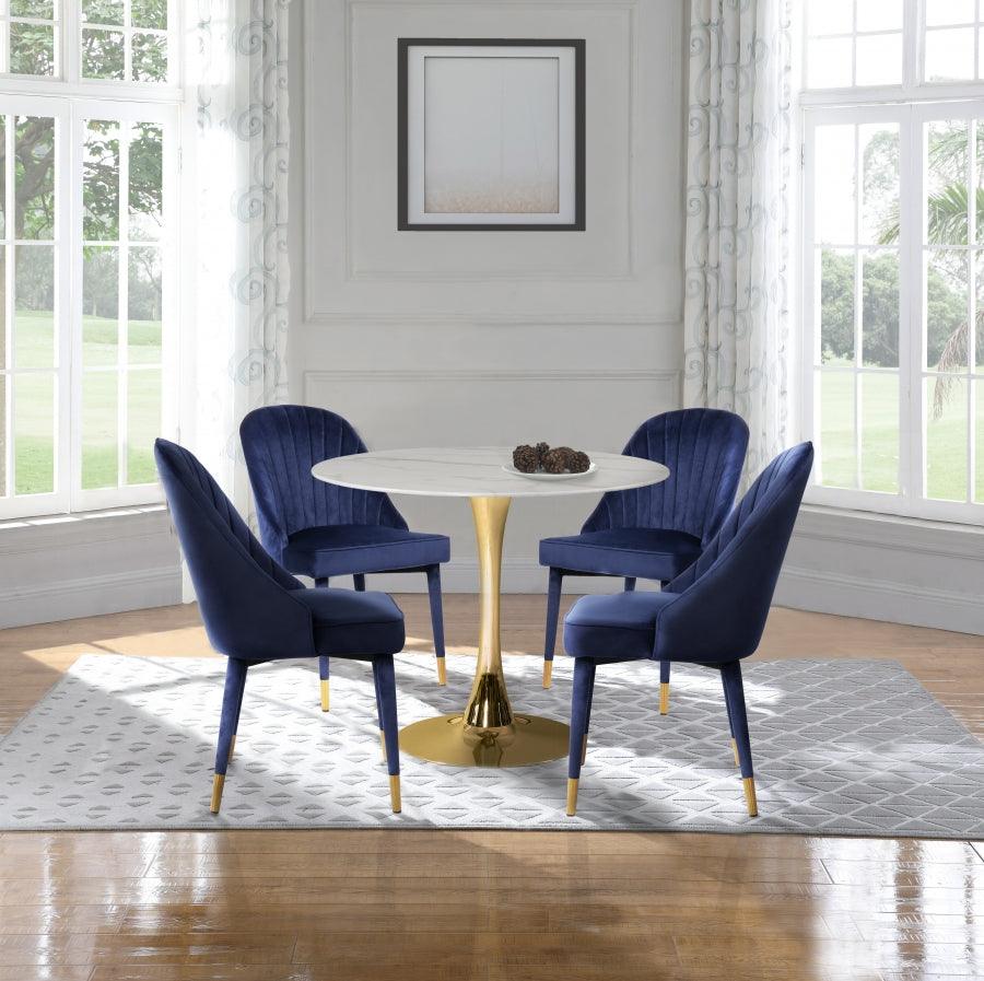 Belle Velvet Dining Chair Set Of 2 In Navy - 811Navy-C - ATL FURNITURE