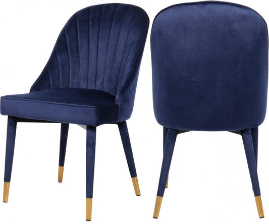 Belle Velvet Dining Chair Set Of 2 In Navy - 811Navy-C - ATL FURNITURE