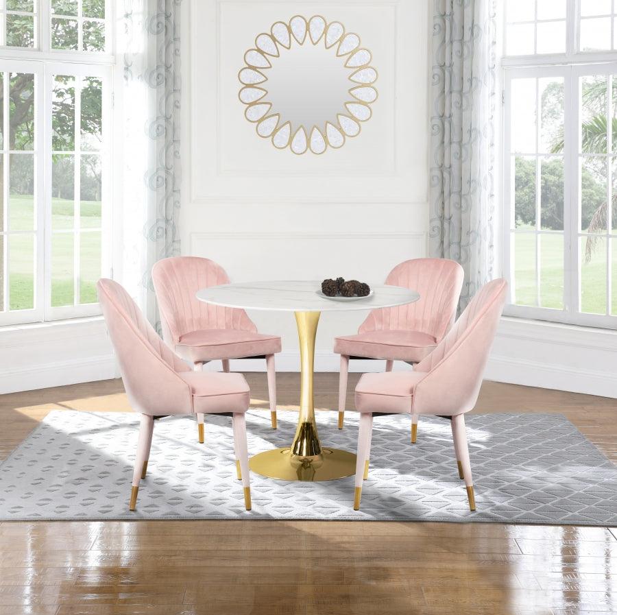 Belle Velvet Dining Chair Set Of 2 In Pink - 811Pink-C - ATL FURNITURE