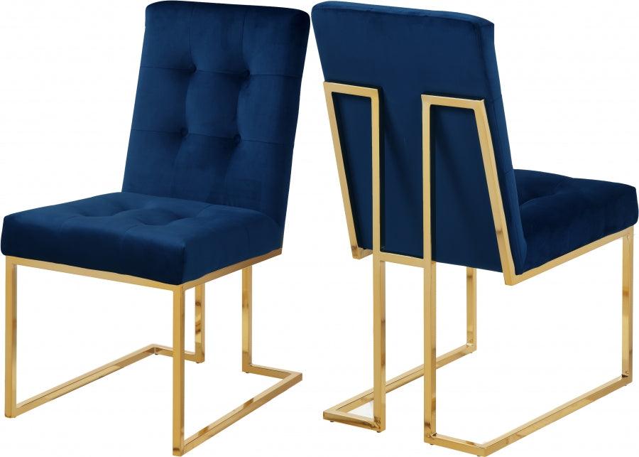 Meridian Furniture - Pierre Velvet Dining Chair In Navy (Set Of 2) - 714Navy-C - ATL FURNITURE