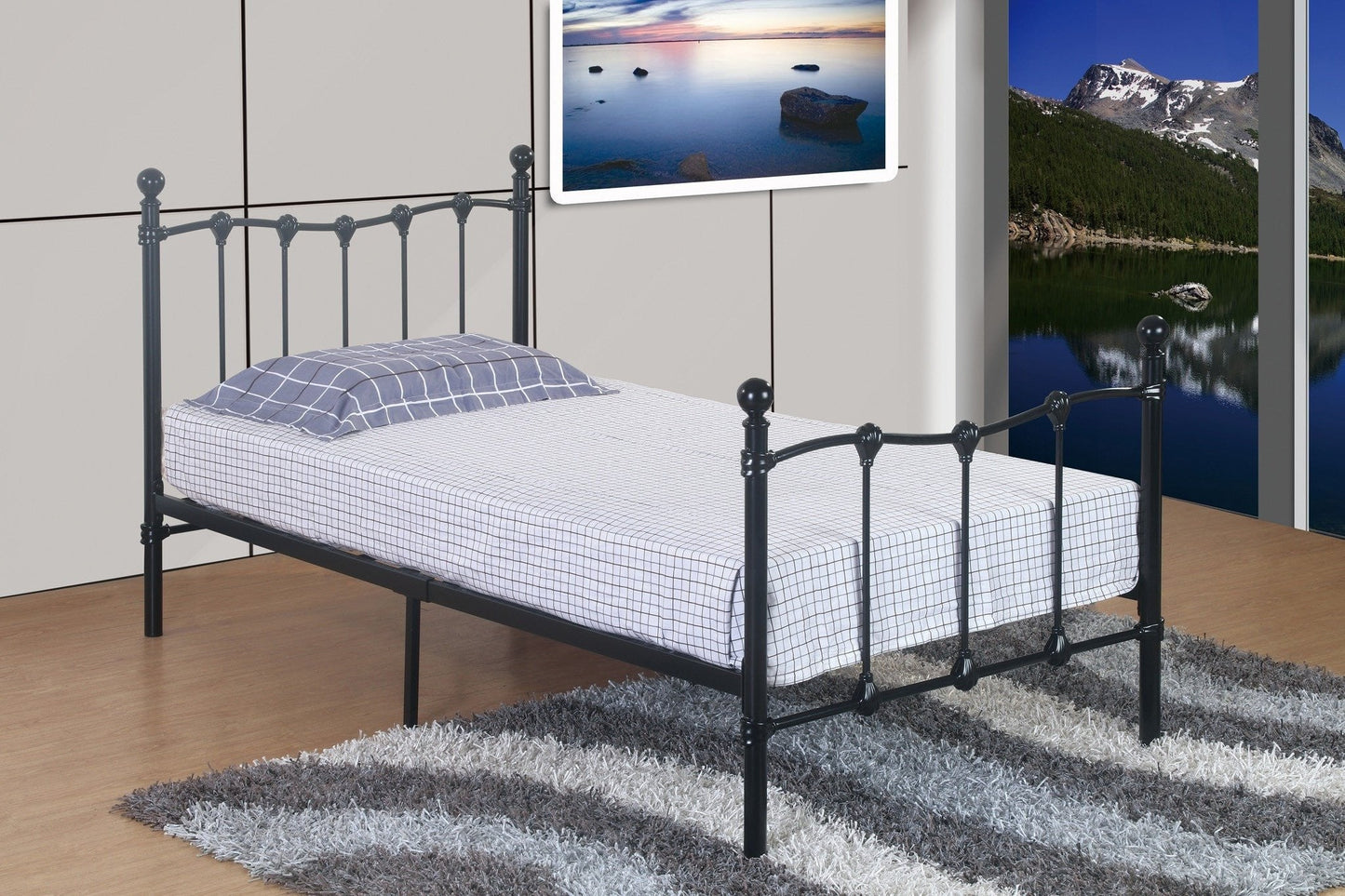 Twin Metal Bed; Black - ATL FURNITURE