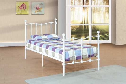 Twin Metal Bed; White - ATL FURNITURE