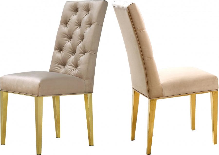 Meridian Furniture - Capri Velvet Dining Chair In Beige (Set Of 2) - 716Be-C - ATL FURNITURE