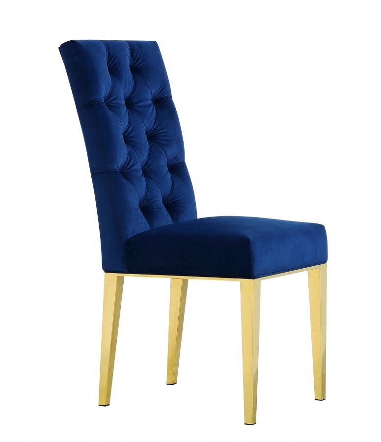 Meridian Furniture - Capri Velvet Dining Chair In Navy (Set Of 2) - 716Navy-C - ATL FURNITURE