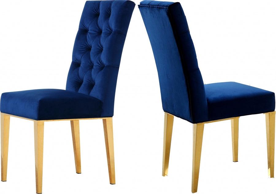 Meridian Furniture - Capri Velvet Dining Chair In Navy (Set Of 2) - 716Navy-C - ATL FURNITURE