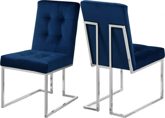 Meridian Furniture - Alexis Velvet Dining Chair In Navy (Set Of 2) - 731Navy-C - ATL FURNITURE