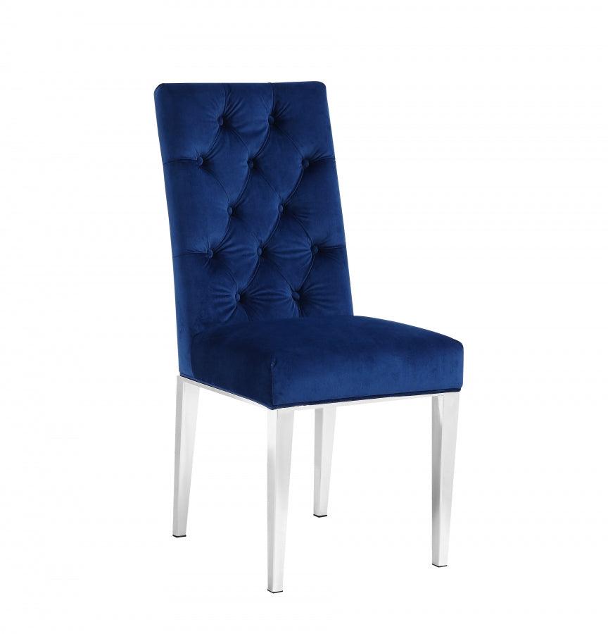 Meridian Furniture - Juno Velvet Dining Chair In Navy (Set Of 2) - 732Navy-C - ATL FURNITURE