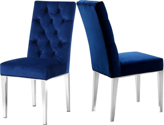 Meridian Furniture - Juno Velvet Dining Chair In Navy (Set Of 2) - 732Navy-C - ATL FURNITURE