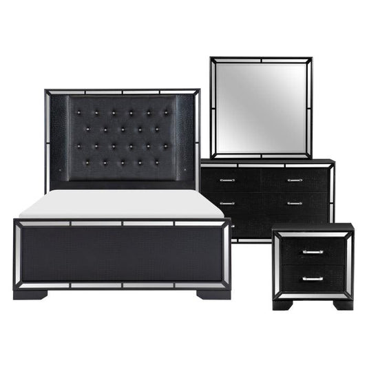 Homelegance - Aveline 4 Piece Queen Bedroom Set In Black - 1428Bk-1*4 - ATL FURNITURE