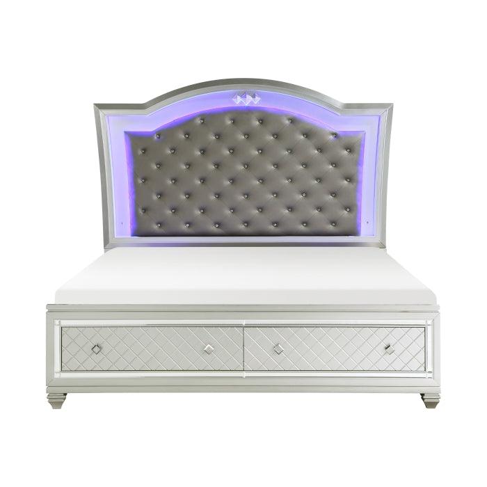 Homelegance - Leesa Queen Platform Bed With Footboard Storage In Silver - 1430-1* - ATL FURNITURE