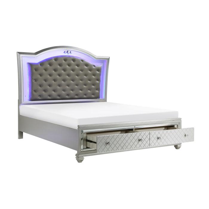 Homelegance - Leesa Queen Platform Bed With Footboard Storage In Silver - 1430-1* - ATL FURNITURE