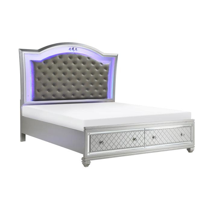 Homelegance - Leesa Queen Platform Bed With Footboard Storage In Silver - 1430-1* - ATL FURNITURE