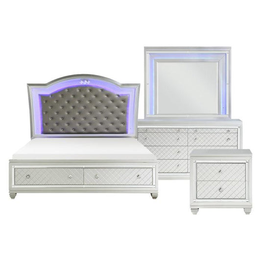 Homelegance - Leesa 4 Piece Queen Platform Bedroom Set In Silver - 1430-1*4 - ATL FURNITURE