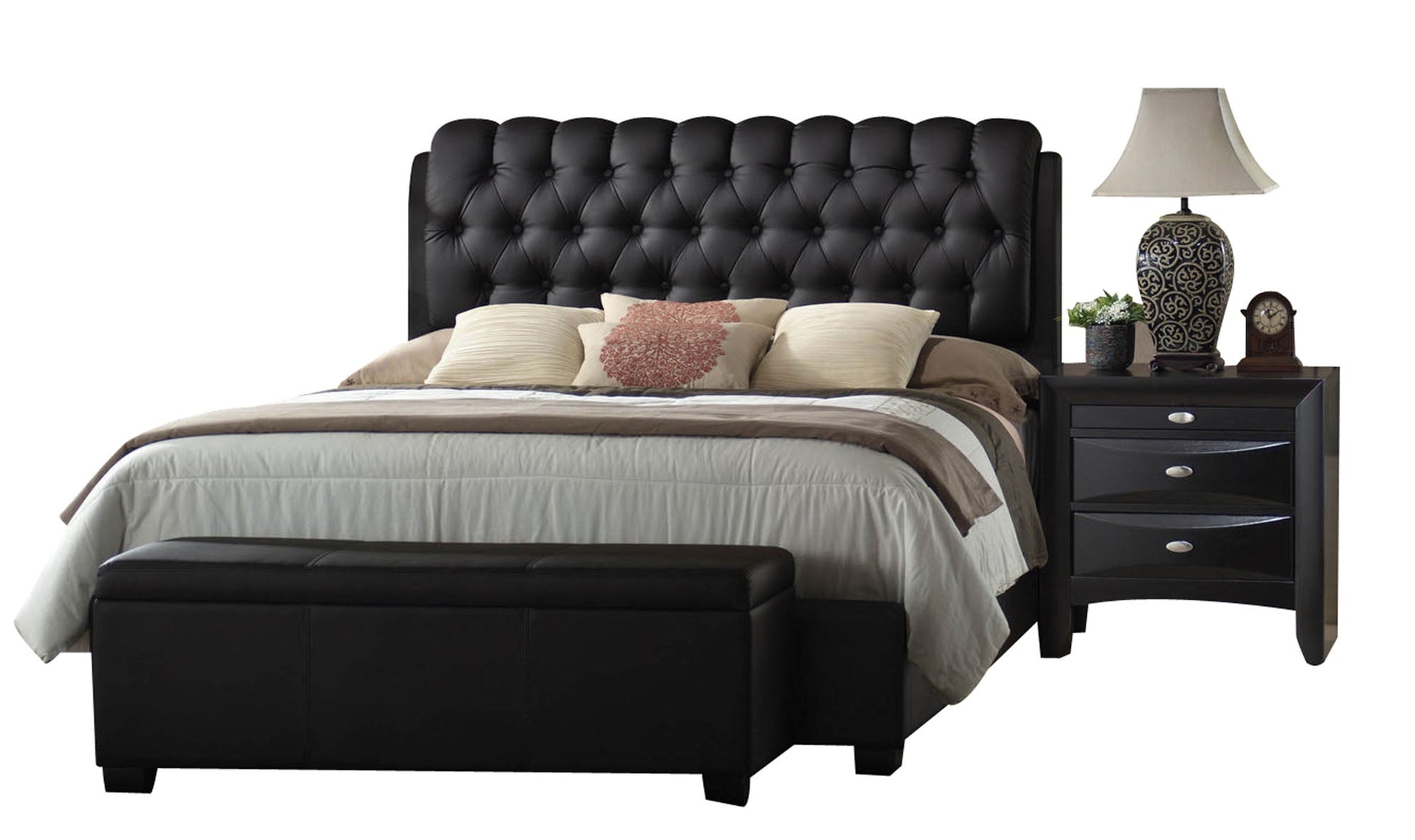 Ireland II Black PU Eastern King Bed - ATL FURNITURE