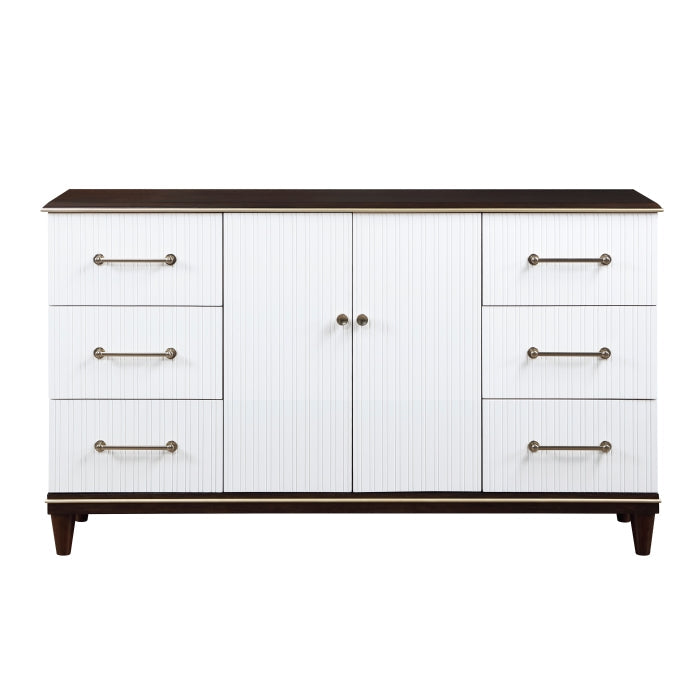 Homelegance Niles Dresser in White and Cherry 1451-5 - ATL FURNITURE