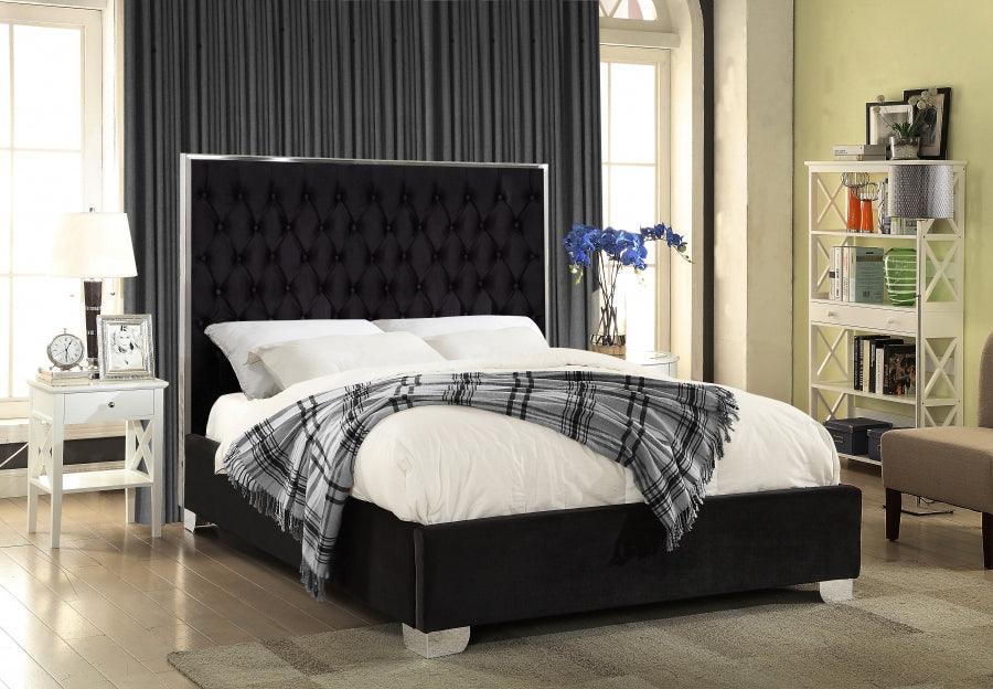 Lexi Velvet King Bed In Black - Lexiblack-K - ATL FURNITURE