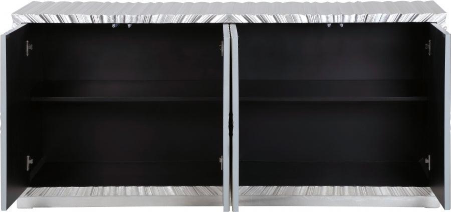 Meridian Furniture - Silverton Sideboard | Buffet In Silver Leaf - 326 - ATL FURNITURE