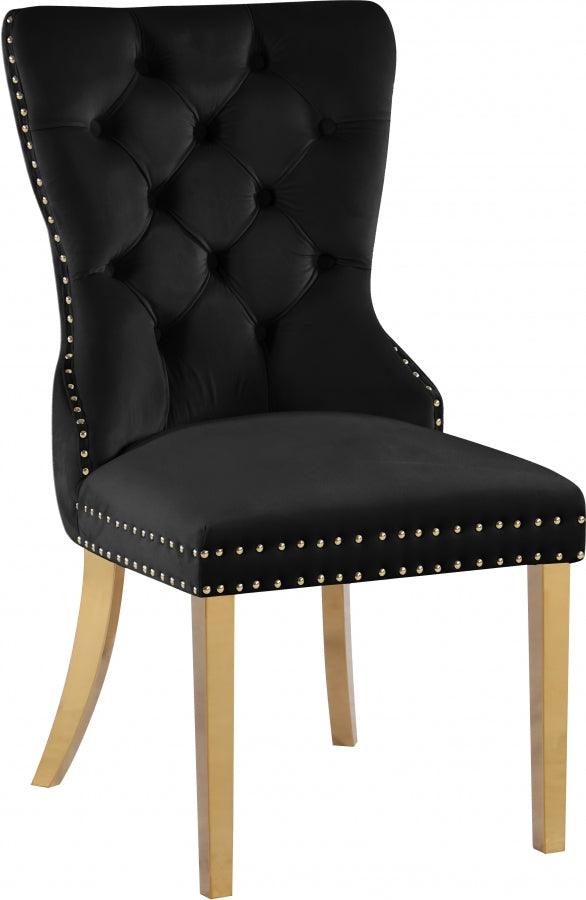 Meridian Furniture - Carmen Velvet Dining Chair Set Of 2 In Black - 812Black-C - ATL FURNITURE