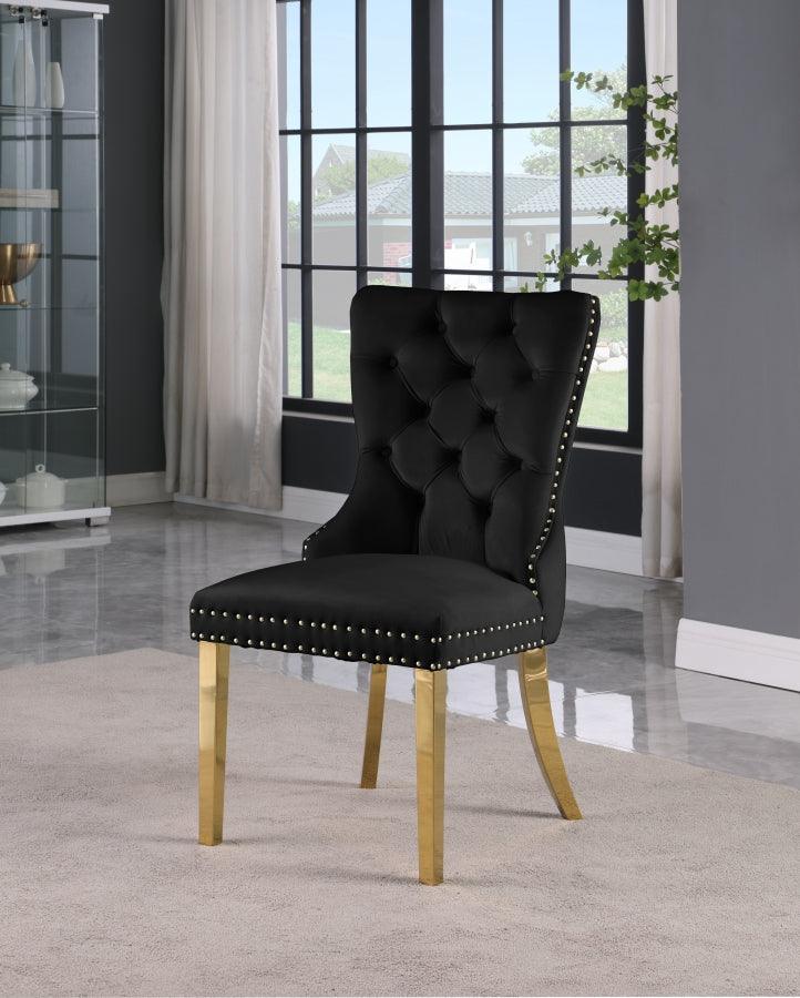 Meridian Furniture - Carmen Velvet Dining Chair Set Of 2 In Black - 812Black-C - ATL FURNITURE