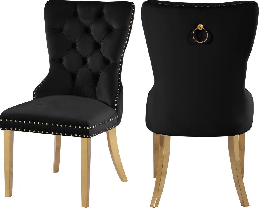 Meridian Furniture - Carmen Velvet Dining Chair Set Of 2 In Black - 812Black-C - ATL FURNITURE