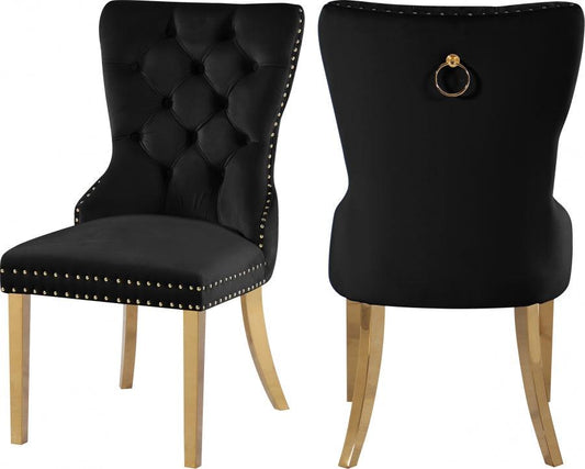 Meridian Furniture - Carmen Velvet Dining Chair Set Of 2 In Black - 812Black-C - ATL FURNITURE