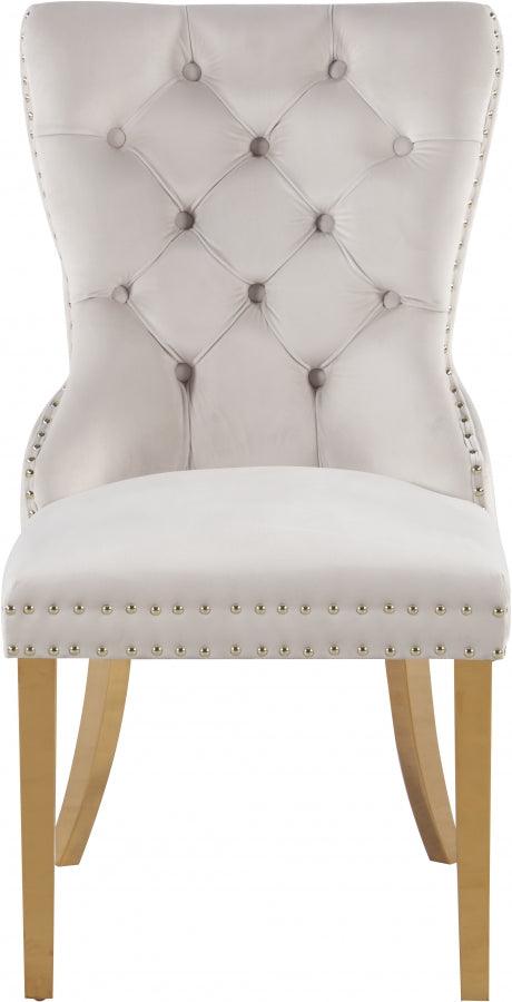 Meridian Furniture - Carmen Velvet Dining Chair Set Of 2 In Cream - 812Cream-C - ATL FURNITURE