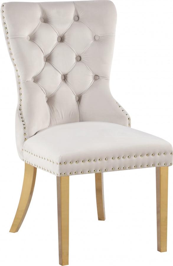 Meridian Furniture - Carmen Velvet Dining Chair Set Of 2 In Cream - 812Cream-C - ATL FURNITURE