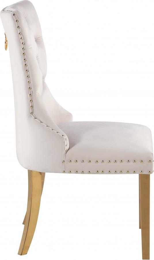 Meridian Furniture - Carmen Velvet Dining Chair Set Of 2 In Cream - 812Cream-C - ATL FURNITURE